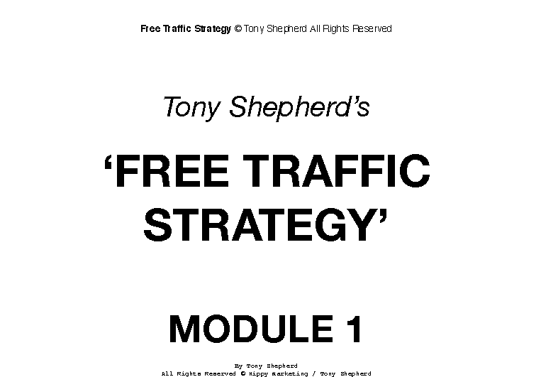 Tony Shepherd – Free Traffic System Workshop